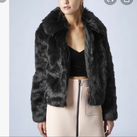 Topshop Jackets & Blazers - NWT topshop faux fur coat black size 6